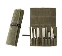 Chef Knife Roll Bag, 9 Pockets Canvas Knife Case, Knife Bag, Knife Wrap Wallet, Cutlery Knife Pouch Holders Protectors for Chef Knives Kitchen Utensils, Tool Roll (Army Green)