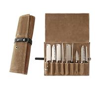 Chef Knife Roll Bag, 9 Pockets Canvas Knife Case, Knife Bag, Knife Wrap Wallet, Cutlery Knife Pouch Holders Protectors for Chef Knives Kitchen Utensils, Tool Roll (Brown)