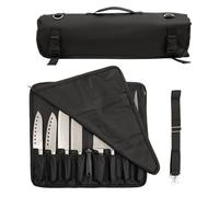 Chef Knife Roll Bag, Waxed Canvas knife bags for chefs professional, Portable 15 Slots chef bag With Zipper Close, With Adjustable Shoulder Strap knife carrying case Hold Home Kitchen Knife Tools