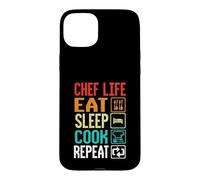Chef Life Eat Cook Repeat Funny Cooking Chefs Lover Case for iPhone 15 Plus