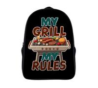 Chef My Grill My Rules Bbq 16 Inches Backpack Work Travel Laptop Bag Double Compartment Casual Daypack