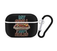 Chef My Grill My Rules Bbq Hard Shell Case Skin Accessories Cover with Hanging Loop Compatible with AirPods Pro 2