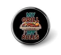 Chef My Grill My Rules Bbq Round Enamel Brooch Pin Button Badges Decoration Hat Clothing Bag Accessories Gift Crafts