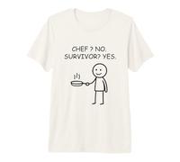 Chef No Survivor Yes Funny Cooking Stick Figure Premium T-Shirt