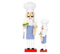 Chef Nutcracker - 14 Inch Wooden Figurine with Chef Hat, Handcrafted Holiday Collectible Ornament | Festive Table Centerpiece for Fireplace Mantel Bookshelf Desktop Home Party Decor