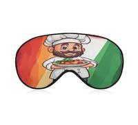 Chef Over Italy Flag Sleep Mask Soft Eye Mask Eye Cover Eyeshade Blindfold with Adjustable Strap