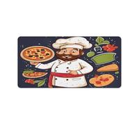 Chef Pizza Desk Pad Large Washable Desk Mat Non-Slip Rubber Base Smooth Surface Mouse Pads Generic Keyboard Pad Portable Desk Protector for Laptop Computer Mat