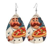 chef pizza earring woman earings leather teardrop earring dangle earrings double sided lightweight ear accessories jewelry birthday gift