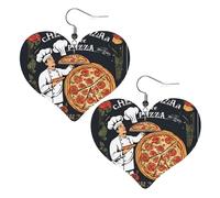 Chef Pizza Elegant Leather Heart-Shaped Earrings-Fashionable And Unique Accessories For Everyday Wear