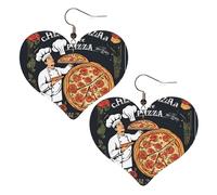 Chef Pizza Elegant Leather Heart-Shaped Earrings-Fashionable And Unique Accessories For Everyday Wear