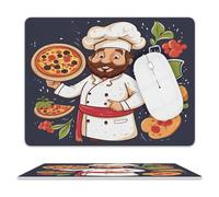 Chef Pizza Leather Mouse Pad 8"x10", Comfortable Non-Slip Mousepad, Laptop Computer Mouse Pad Easy to Clean Smooth Waterproof Desk Mat for Home Office Travel Work Gaming