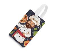 Chef Pizza Luggage Tags Durable TPU Suitcase Tag with Info Card, Scratch-Resistant Bag Tags for Suitcases, Travel Bags & Backpacks, Easy to Identify