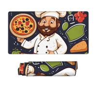 Chef Pizza Mouse Pad Large Desk Mat XL PU Leather Desk Pad Waterproof Gaming Mousepad Easy Clean Desk Protector Mat Keyboard Mats, Writing Pad for Office Home 29.5 x 16 in