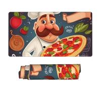 Chef Pizza Mouse Pad Large Desk Mat XL PU Leather Desk Pad Waterproof Gaming Mousepad Easy Clean Desk Protector Mat Keyboard Mats, Writing Pad for Office Home 29.5 x 16 in