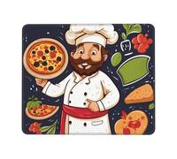 Chef Pizza Mouse Pad Waterproof Gaming Mousepad for Office Computer Mousepads for Desk Pad with Non-Slip Rubber Base Washable Cloth Mouse Mat 8.3 x 10.3 in