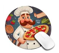 Chef Pizza Mouse Pad Waterproof Gaming Mousepad with Non-Slip Rubber Base Round Computer Mouse Mat for Office Latop Mousepads Washable Cloth Desk Pad 8 x 8 in