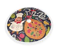 Chef Pizza Print Christmas Tree Skirt Perfect For Christmas, New Year Seasonal Celebrations