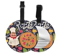 Chef Pizza Print Round Luggage Tag 10 Cm, Pu Leather Suitcase Label, Luggage Tags for Cruise Ships Suitcase Tags Beach Malibu Print Privacy Cover Id Label