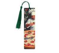 Chef Pizza Printed Metal Bookmarks M - Dark Green Lightweight Aluminium Book Marker for Books, Journals & Gifts, Ideal Book Lovers, Holiday Decor & Crafts