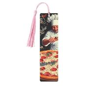 Chef Pizza Printed Metal Bookmarks M - Pink Lightweight Aluminium Book Marker for Books, Journals & Gifts, Ideal Book Lovers, Holiday Decor & Crafts