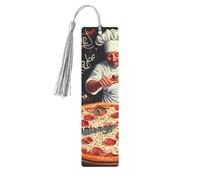Chef Pizza Printed Metal Bookmarks S - Gray Lightweight Aluminium Book Marker for Books, Journals & Gifts, Ideal Book Lovers, Holiday Decor & Crafts