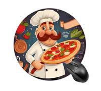 Chef Pizza Round Mouse Pad Smooth Glide Gaming Mousepad Extra Density Portable Comfortable Mouse Mat for Desk, Home, Office 7.8x7.8 Inches