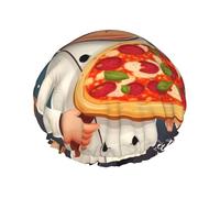 Chef Pizza Shower Cap for Women Men Large Waterproof Shower Bonnet Elastic Band Bathing Hair Hat Spa Salon Caps Double Layered Reusable Bath Caps for Long Hair, Braids