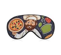 Chef Pizza Sleep Mask for Women Men, Breathable Soft Sleeping Mask Adjustable Eye Cover Light Blocking Eye Masks for Travel, Home, Office, Nap, Flights
