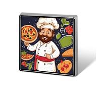 Chef Pizza Square Lapel Pin Women's Novelty Buttons & Pins Metal Badge Cute Brooch Pin Retro Pinback Badge Fashion Bag Pins for Hat Backpacks Tie Suit Wedding Party Accessory