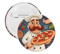 Chef Pizza Tinplate Badge Personalized Round Brooch Large Craft Button Suitable for Teachers, Nurses, Doctors, Staff, Party Gift Accessories, 1Pcs, Plastic, plastics