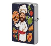 Chef Pizza1 Print Metal Lighter Cover Case, Vintage Cool Lighter Housing Funny Lighters Sleeve for Zippo Men Dad Husband Gift Collect