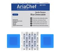 Chef Plasters Sterile Blue Waterproof 3.8cm X 3.8cm Pack of 100, for Catering and First Aid - Strong Adhesion Detectable Plasters - Protects Cuts from Dirt - Ideal for Kitchen