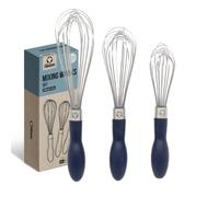 Chef Pomodoro Hand Whisk 3-Piece Set, Thick Wire Wisk Set, Stainless Steel Kitchen Whisk, Balloon Whisk Utensil, Metal Whisks for Cooking and Baking Equipment (29 cm, 25 cm, 22 cm)