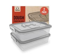 Chef Pomodoro Large Pizza Dough Proofing Box with 2 Trays and 2 Lids, 44 x 34 cm, Pizza Dough Container with Lid Fits 6-8 Dough Balls, Pizza Dough Tray With Convenient Carry Handle (Grey)