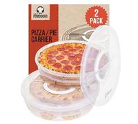 Chef Pomodoro Pie Carrier for 2 Pies 12-Inch, Multi Pie Carrier With Lid and Handle, Pizza Holder With Lid, Reusable Pizza Storage Container for Transport, Stackable Food Keeper, Dough Box, 2 Pack