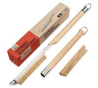 Chef Pomodoro Pizza Oven Brush with Scraper - Adjustable Handle (55cm to 87.7cm), Pizza Stone Brush, Pizza Oven Cleaning Brush, Outdoor Pizza Oven Accessories for Pizza Stones, BBQ Grill, and Ovens