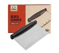 Chef Pomodoro Stainless Steel Bench Scraper 15 cm with Measurements, Contoured Grip Dough Scraper, Dough Cutter, Bread Cutter, Pastry Knife, Essential Kitchen Baking Tools for Cooking Food