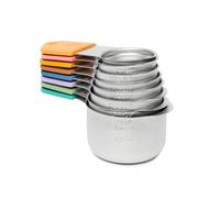Chef Pomodoro Stainless Steel Measuring Cups, Sturdy Long Handles, Nesting and Stackable, Metal Kitchen Spoons for Wet and Dry Ingredients (8-Piece Set (Magnetic))