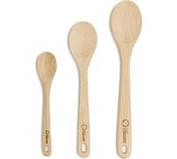 Chef Pomodoro Wooden Spoons for Cooking, Solid Beechwood Wooden Spoons Cooking Utensils, Scratch-Resistant Wooden Kitchen Spoons (12", 10.5", 8"/ 30 cm, 27 cm, x 20 cm) 3-Piece Wooden Spoon Set