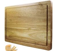 Chef Remi Wood Chopping Board with Juice Canal - Large 40 x 25cm - 1 Yr Warranty - Solid Wood | Meat Board | Bread Board | Cutting Board