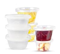 CHEF ROYALE 10 x 2oz Plastic Round Clear Tub Containers With Lids - Microwave Safe Tub Pots - Meal Prep & Takeaway Storage Box - Freezer & Dishwasher Safe (10, 2oz)