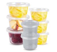 CHEF ROYALE 10 x 4oz Plastic Round Clear Tub Containers With Lids - Microwave Safe Tub Pots - Meal Prep & Takeaway Storage Box - Freezer & Dishwasher Safe (10, 4oz)