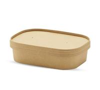 CHEF ROYALE 10 x 500ml Kraft Food Storage Container with Lids Food Prep Takeaway Container with Kraft Airtight Lids Heavy Duty Rectangular Stackable Ideal for Takeaway (10, 500ml)