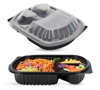 CHEF ROYALE 100 Pack, 3 Compartment Meal Prep Containers Reusable BPA Free Food Storage Containers with Lids Airtight Microwave Dishwasher Safe (100)