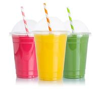 CHEF ROYALE 100 x 12oz Plastic Smoothie Cups with Flat Lids - Plastic Cups with Lids - Smoothie Cup with Lids for Smoothies and Milkshakes - Recyclable & Disposable Cups (100, 12oz)