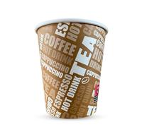 CHEF ROYALE 1000x 8oz Brown Printed Paper Cups Without lids, Disposable Cups, Paper Cups for Hot & Cold Drinks, Single Wall Printed Cups, Coffee Cups for Cafe, Home and More