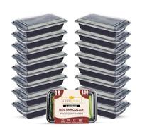 CHEF ROYALE 100pcs x 16oz Rectangular Black Base Meal Prep Containers - BPA Free Storage with Airtight Lids-Microwave, Dishwasher Safe-Stackable Lunch Boxes - Reusable