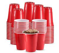 CHEF ROYALE 12oz (500 pcs) Red Plastic Cups - Disposable Drinking Cups - Reusable and Recyclable BPA Free Cups - Eco-Friendly Red Cups for Halloween, Christmas, Birthdays, Weddings (500, 12oz)