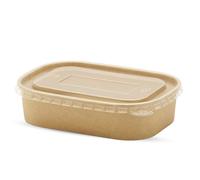 CHEF ROYALE 150x 500ml Food Kraft Food Storage Container with Plastic Lids Prep Takeaway Container Heavy Duty, Stackable and Ideal for Every Event.