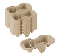 CHEF ROYALE 2 cups holder tray for Tea - Hot & Cold Drinks carry around fold away Biodegradable Disposable cup carrier (PACK OF 50) - Cardboard Tray - (50)